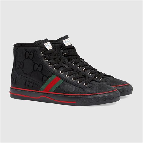 gucci black sneakers men|men black gucci sneakers sale.